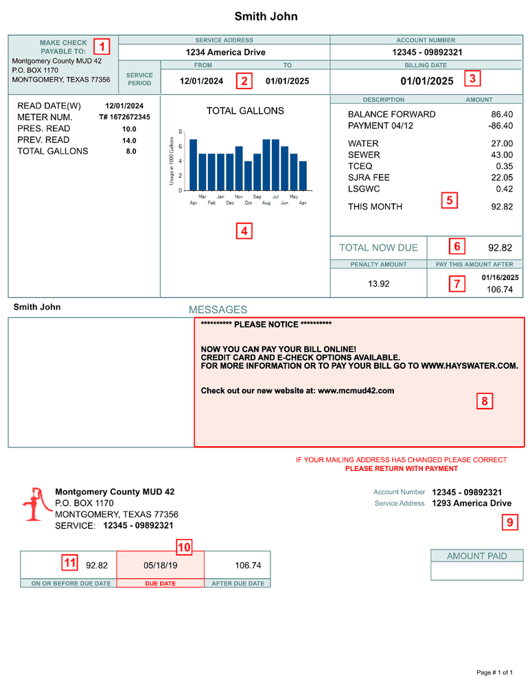 Sample Water Bill